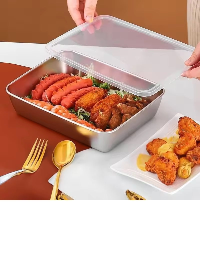 Food Storage Container 304 304 Stainless Steel Food Container with Cover Storage Meat, Vegetable and Fruit Crisper