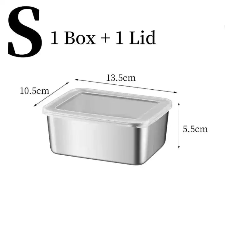 Food Storage Container 304 304 Stainless Steel Food Container with Cover Storage Meat, Vegetable and Fruit Crisper