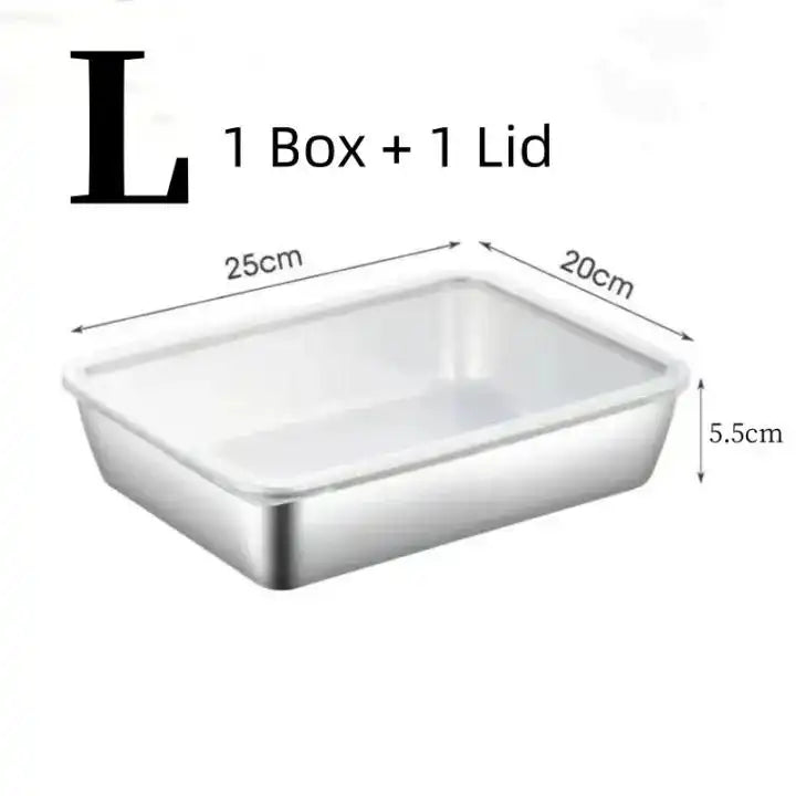 Food Storage Container 304 304 Stainless Steel Food Container with Cover Storage Meat, Vegetable and Fruit Crisper