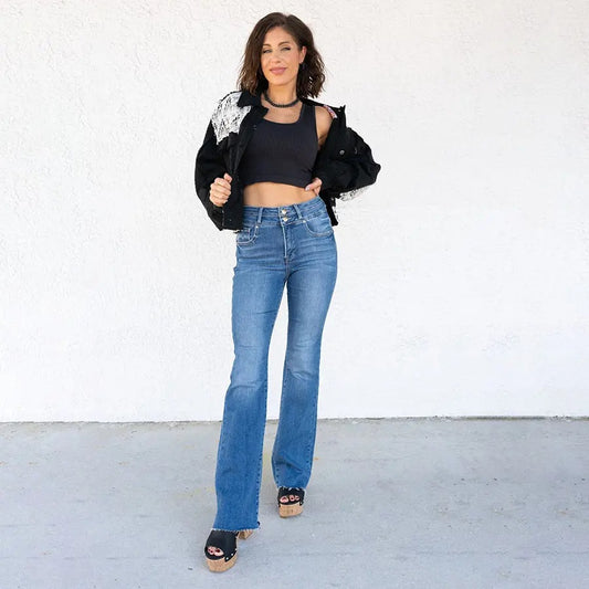High Rise Bootcut Double Button Jeans(Buy 2 Free Shipping)📦