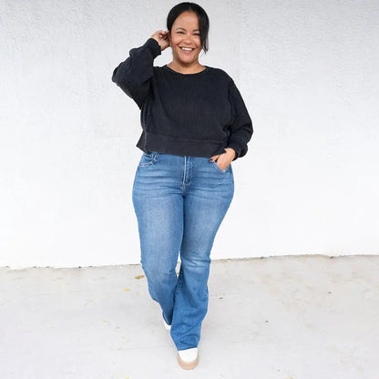 High Rise Bootcut Double Button Jeans(Buy 2 Free Shipping)📦