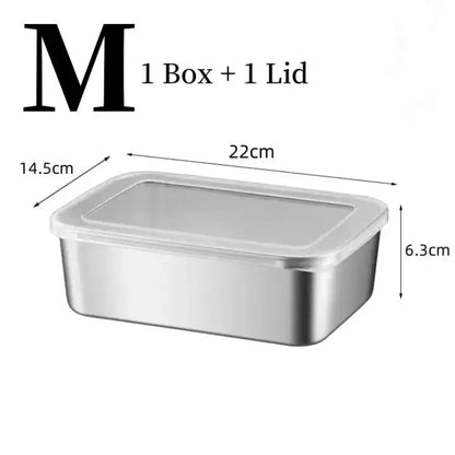 Food Storage Container 304 304 Stainless Steel Food Container with Cover Storage Meat, Vegetable and Fruit Crisper