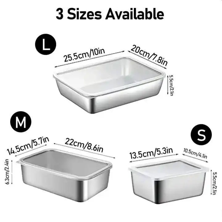 Food Storage Container 304 304 Stainless Steel Food Container with Cover Storage Meat, Vegetable and Fruit Crisper