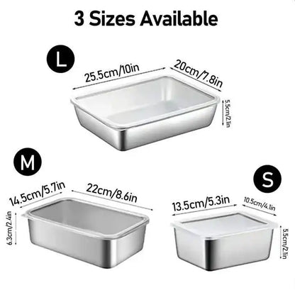 Food Storage Container 304 304 Stainless Steel Food Container with Cover Storage Meat, Vegetable and Fruit Crisper