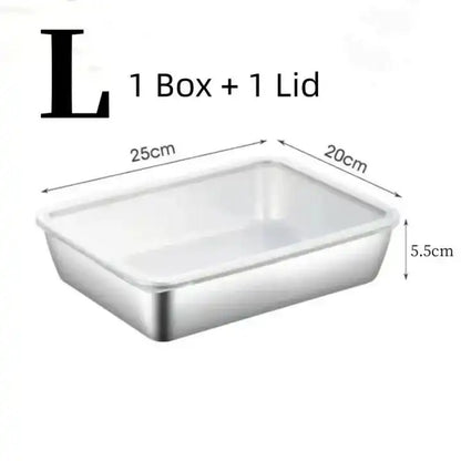 Food Storage Container 304 304 Stainless Steel Food Container with Cover Storage Meat, Vegetable and Fruit Crisper